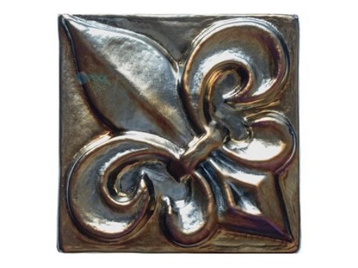 National Pool Tile Deco Accent Glass Tiles 3x3 Fleur de Lis Single | Bronze | OCN-BZ FLEURBG