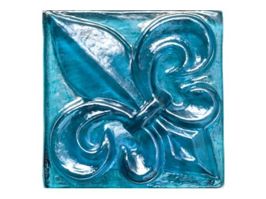 National Pool Tile Aquascapes 3" x 3" Fleur de Lis Single Glass Deco | Bondi | OCN-BIFLEURBG