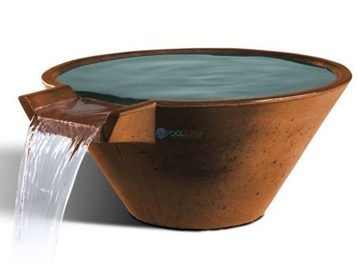 Slick Rock Concrete 22" Conical Cascade Water Bowl | Copper | Copper Spillway | KCC22CSPC-COPPER
