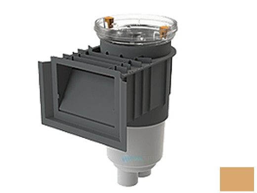 AquaStar Flow Star Water Bonded Skimmer with Flush Face, Float Assembly, Basket, Clear Fill Lid and Adjustable Collar | Tan | SKR17108FL100