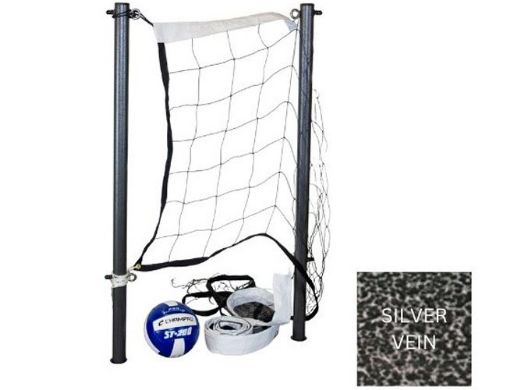 Global Pool Products Volleyball Set | 16' Net & Ball | Silver Vein Poles | No Anchors | GPPOTE-VBS16-SV