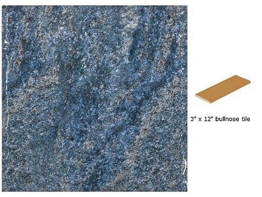 National Pool Tile Geostone 3x12 Single Bullnose Pool Tile | Geo Blue | GST-BLUE SBN