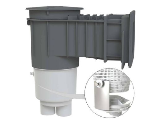 AquaStar Flow Star Water Bonded Skimmer with Narrow 9" Deep Throat, Float Assembly, Basket, Lid and Adjustable Collar for Vinyl/Fiberglass | Dark Gray | SKRVFL18105
