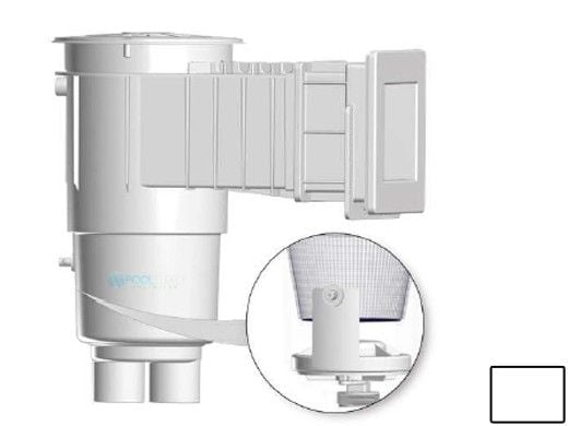 AquaStar Flow Star Water Bonded Skimmer with Narrow 9" Deep Throat, Float Assembly, Basket, Lid and Adjustable Collar with 9" Ultra Basket for Vinyl | White | SKRVFL18101-L