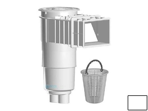 AquaStar Flow Star Skimmer with Flush Face 4" Extension, Float Assembly, Basket, Lid and Collar with 9" Ultra Basket | White | SKR14101-L