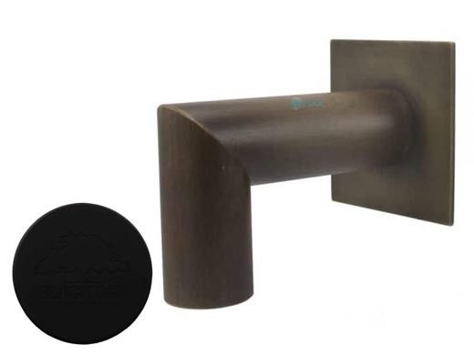 Black Oak Foundry 1.5" Deco 90 Degree Downspout with Square Backplate | Almost Black Finish | S943-BLK