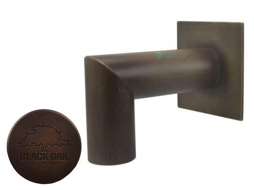 Black Oak Foundry 1.5" Deco 90 Degree Downspout with Square Backplate | Distressed Copper Finish | S943-DC