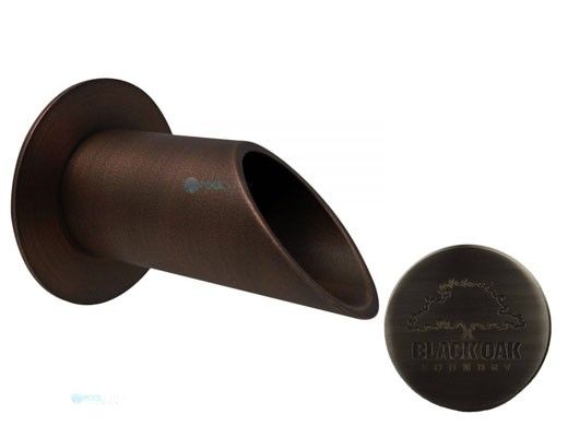 Black Oak Foundry 2" Deco Wall Scupper with Round Backplate | Brushed Pewter Finish | S902-BP