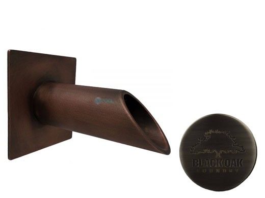 Black Oak Foundry 1.5" Deco Wall Scupper with Square Backplate | Brushed Pewter Finish | S921-BP