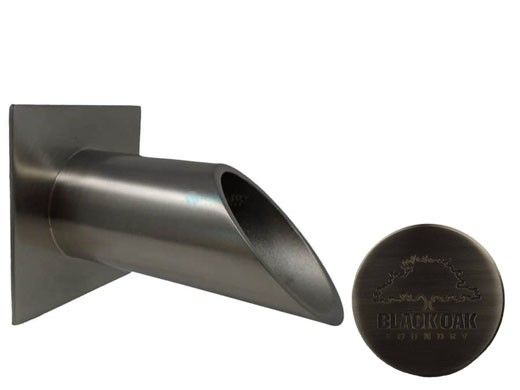 Black Oak Foundry 2" Deco Wall Scupper with Square Backplate | Brushed Pewter Finish | S922-BP