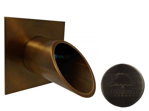 Black Oak Foundry 2.5" Deco Wall Scupper with Square Backplate | Brushed Pewter Finish | S923-BP