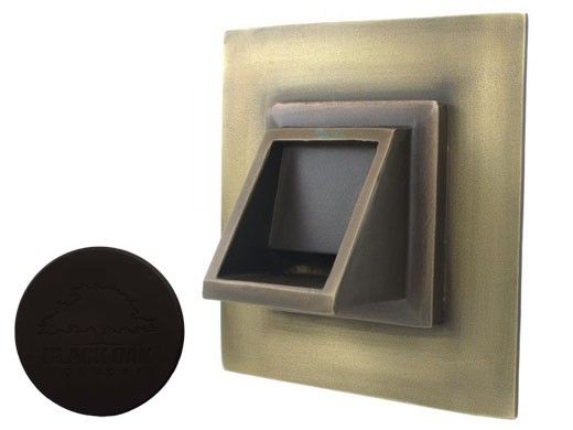 Black Oak Foundry Short Square Scupper with Square Backplate | Oil Rubbed Bronze Finish | S56-ORB | S69-Square-1-ORB