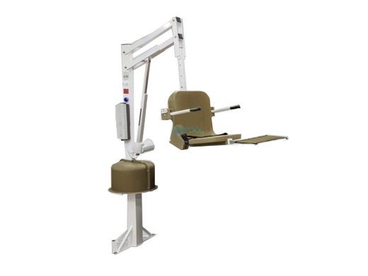 Aqua Creek Spa Lift Elite | No Anchor | White Powder Coat with Tan Seat | F-006SLE-T