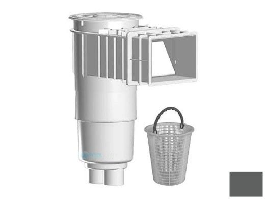 AquaStar Flow Star Skimmer with Flush Face 4" Extension, Float Assembly, Basket, Lid and Collar with 9" Ultra Basket | Dark Gray | SKR14105-L