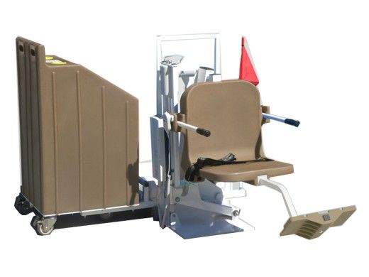 Aqua Creek Patriot Portable Pool Lift | Sand Ballast System | White with Tan Seat | F-12PPL-HD-AT1T