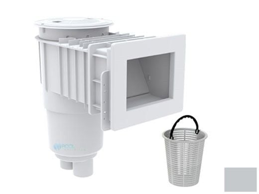 AquaStar Flow Star Skimmer with Narrow 9" Deep Throat, Float Assembly, Lid, Adjustable Collar and 9" Ultra Basket for Fiberglass | Light Gray | SKRFFL3N103-L