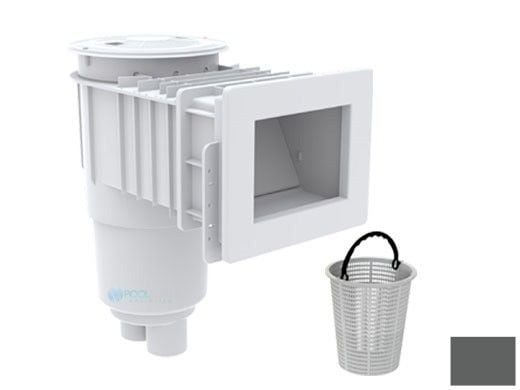 AquaStar Flow Star Skimmer with Narrow 9" Deep Throat, Float Assembly, Lid, Adjustable Collar and 9" Ultra Basket for Fiberglass | Dark Gray | SKRFFL3N105-L | SKRVFL3N105-L