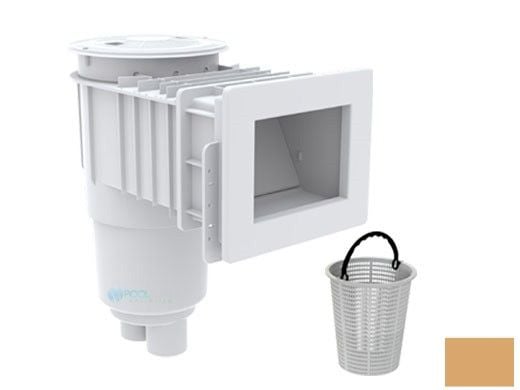 AquaStar Flow Star Skimmer with Narrow 9" Deep Throat, Float Assembly, Lid, Adjustable Collar and 9" Ultra Basket for Fiberglass | Tan | SKRFFL3N108-L