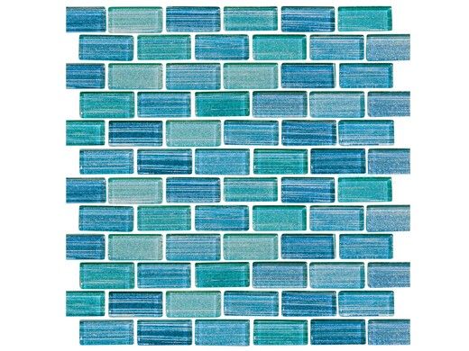 National Pool Tile Parallax Series 1x2 Glass Tile | Cyan | PLL-CYAN