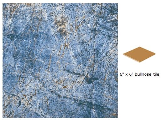 National Pool Tile Granito 6x6 Single Bullnose Tile | Azul Del Mar | GRN-AZUL SBN