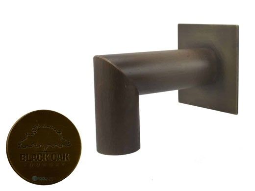 Black Oak Foundry 1.5 Deco 90 Degree Downspout with Square Backplate | Antique Brass / Bronze Finish | S943-AB