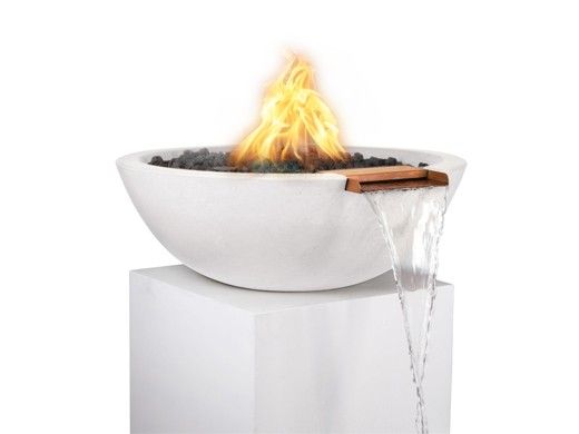 The Outdoor Plus 27" Sedona Concrete Fire and Water Bowl | Match Lit Ignition Natural Gas | LimeStone | OPT-27RFW-LIM-NG