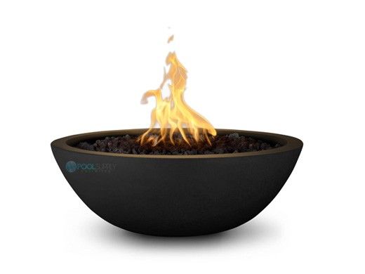 The Outdoor Plus 27" Sedona Concrete Fire Bowl | 12V Electronic Ignition - Natural Gas | Black | OPT-27RFOE12V-BLK-NG