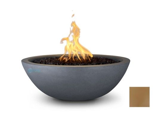 The Outdoor Plus 27" Sedona Concrete Fire Bowl | 12V Electronic Ignition - Natural Gas | Bronze | OPT-27RFOE12V-MBR-NG
