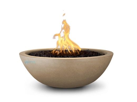 The Outdoor Plus 27" Sedona Concrete Fire Bowl | 12V Electronic Ignition - Natural Gas | Brown | OPT-27RFOE12V-BRW-NG | OPT-27RFOE12V-BRN-NG