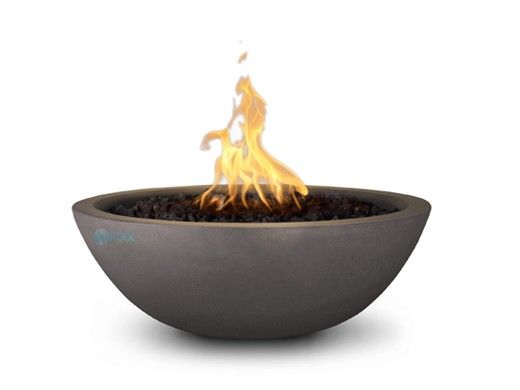 The Outdoor Plus 27" Sedona Concrete Fire Bowl | 12V Electronic Ignition - Natural Gas | Chestnut | OPT-27RFOE12V-CST-NG