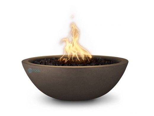 The Outdoor Plus 27" Sedona Concrete Fire Bowl | 12V Electronic Ignition - Natural Gas | Chocolate | OPT-27RFOE12V-CHC-NG