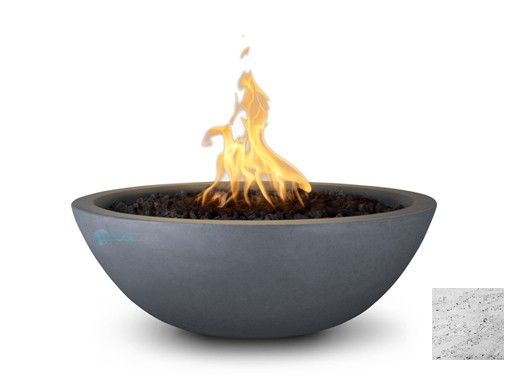 The Outdoor Plus 27" Sedona Concrete Fire Bowl | 12V Electronic Ignition - Natural Gas | Rustic White | OPT-27RFOE12V-RWH-NG