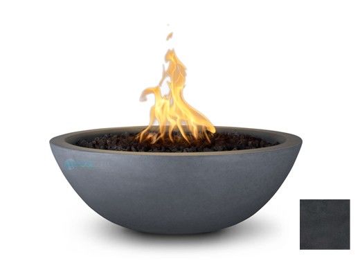 The Outdoor Plus 27" Sedona Concrete Fire Bowl | 12V Electronic Ignition - Natural Gas | Slate | OPT-27RFOE12V-MSL-NG