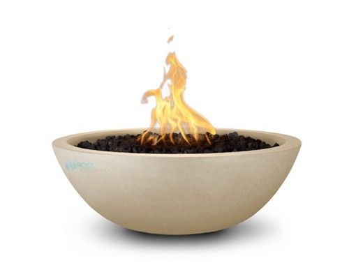 The Outdoor Plus 27" Sedona Concrete Fire Bowl | 12V Electronic Ignition - Natural Gas | Vanilla | OPT-27RFOE12V-VAN-NG
