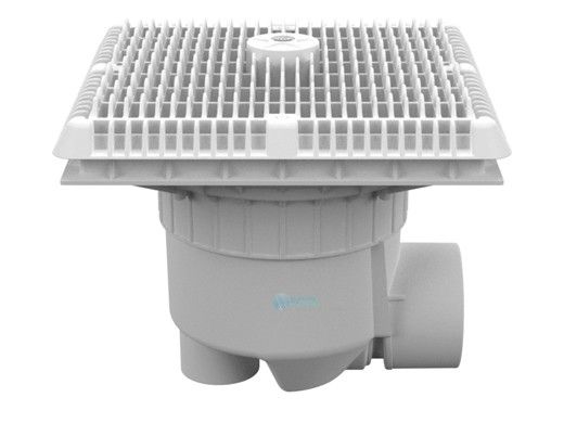 AquaStar 12" Square Wave Suction Outlet Cover with 3" Socket Sump and 4" Spigot | White | WAV12WR101SSB
