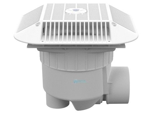 AquaStar 14" Square Anti-Entrapment Suction Outlet Cover with 3" Socket Sump and 4" Spigot Side Port | Dark Gray | 914105SSB