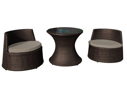 Island Retreat Oasis 3-Piece Outdoor Wicker Bistro Set | 2 Chairs & Table | Rich Brown | NU2055