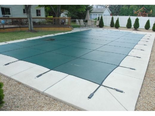 GLI 12-Year Secur-A-Pool Mesh Safety Cover | Rectangle 14' x 28' Green | 201428RESAPGRN