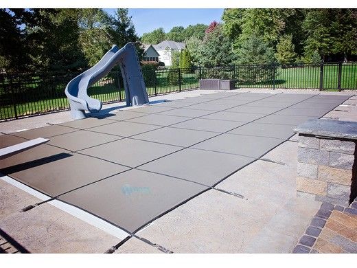 GLI 12-Year Secur-A-Pool Mesh Safety Cover | Rectangle 16' x 32' Tan | 201632RESAPTAN
