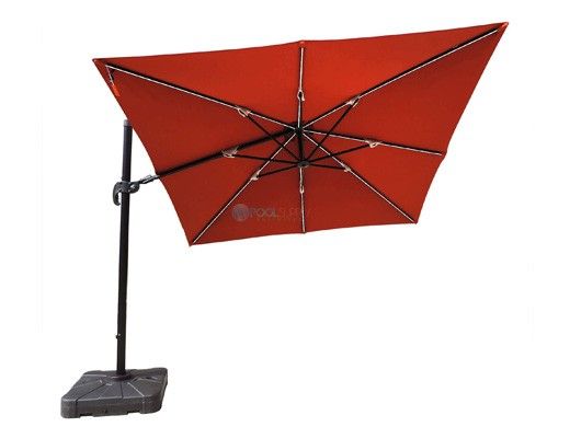 Santorini II Fiesta Cantilever Umbrella with Solar LED Lights | 10ft Square | Sunbrella Terra Cotta | NU6250B