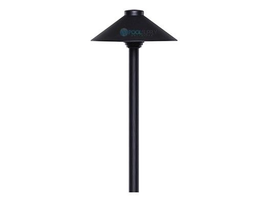 Sollos Straight Hat LED Path Light Fixture | 7.5" Hat 12" Stem | Arquitectural Aluminum - Textured Black | PSH075-TB-12 911021