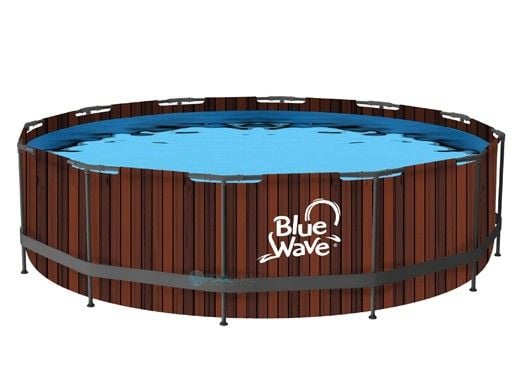 Blue Wave Rustic Cedar 15' Round Pool Package with Cover | 48" Deep Frame | NB19890