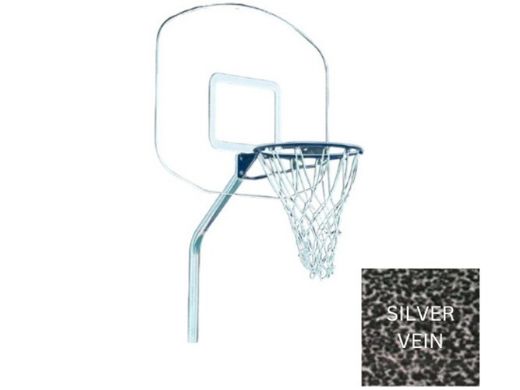 Global Pool Products Heavy Duty Basketball Set | 12" Offset with Net & Ball | Silver Vein Frame | No Anchors | GPPOTE-HDBBS-SV