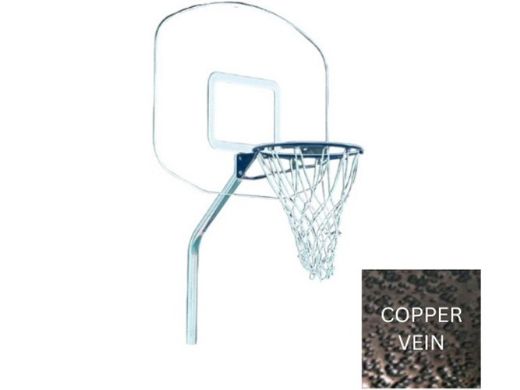 Global Pool Products Heavy Duty Basketball Set | 12" Offset with Net & Ball | Copper Vein Frame | No Anchors | GPPOTE-HDBBS-CV
