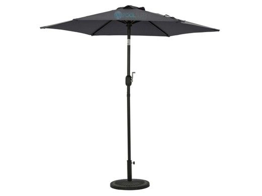 Bistro Market Umbrella | 7.5-ft Hexagonal | Slate Gray Polyester Fabric | NU6827