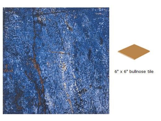 National Pool Tile Granito 6x6 Single Bullnose Tile | Bahia Blue | GRN-BAHIA SBN