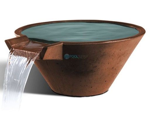 Slick Rock Concrete 29" Conical Cascade Water Bowl |  Adobe | Copper Spillway | KCC29CSPC-ADOBE