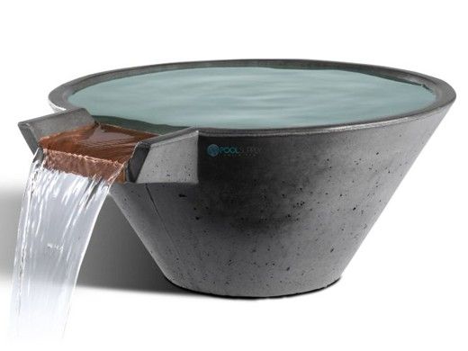 Slick Rock Concrete 34" Conical Cascade Water Bowl | Gray | Copper Spillway | KCC34CSPC-GRAY