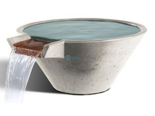 Slick Rock Concrete 34" Conical Cascade Water Bowl | Great White | Copper Spillway | KCC34CSPC-GREATWHITE