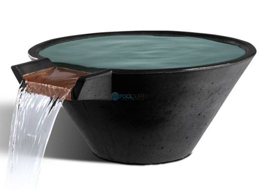 Slick Rock Concrete 22" Conical Cascade Water Bowl | Onyx | Stainless Steel Spillway | KCC22CSPSS-ONYX